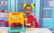 Nastya and Papa are preparing colored noodles